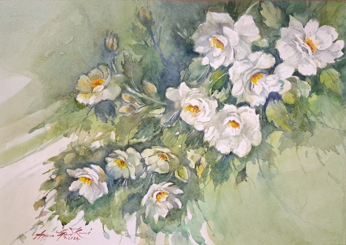 White Roses in Bloom
