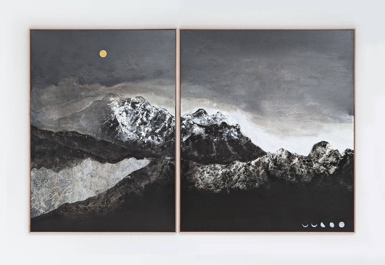 The Mountain Keeps the Night (Diptych)
