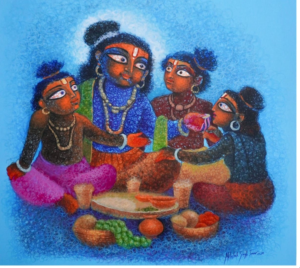 Ram in his childhood lovingly feeding his three brothers.